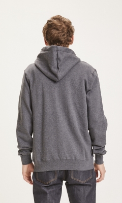 Elm Badge Zip-Hoodie - dark grey melange